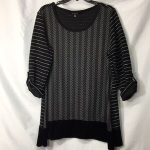 Multiples Womens Black and White 3/4 Sleeve Top Size L Like-NEW Condition